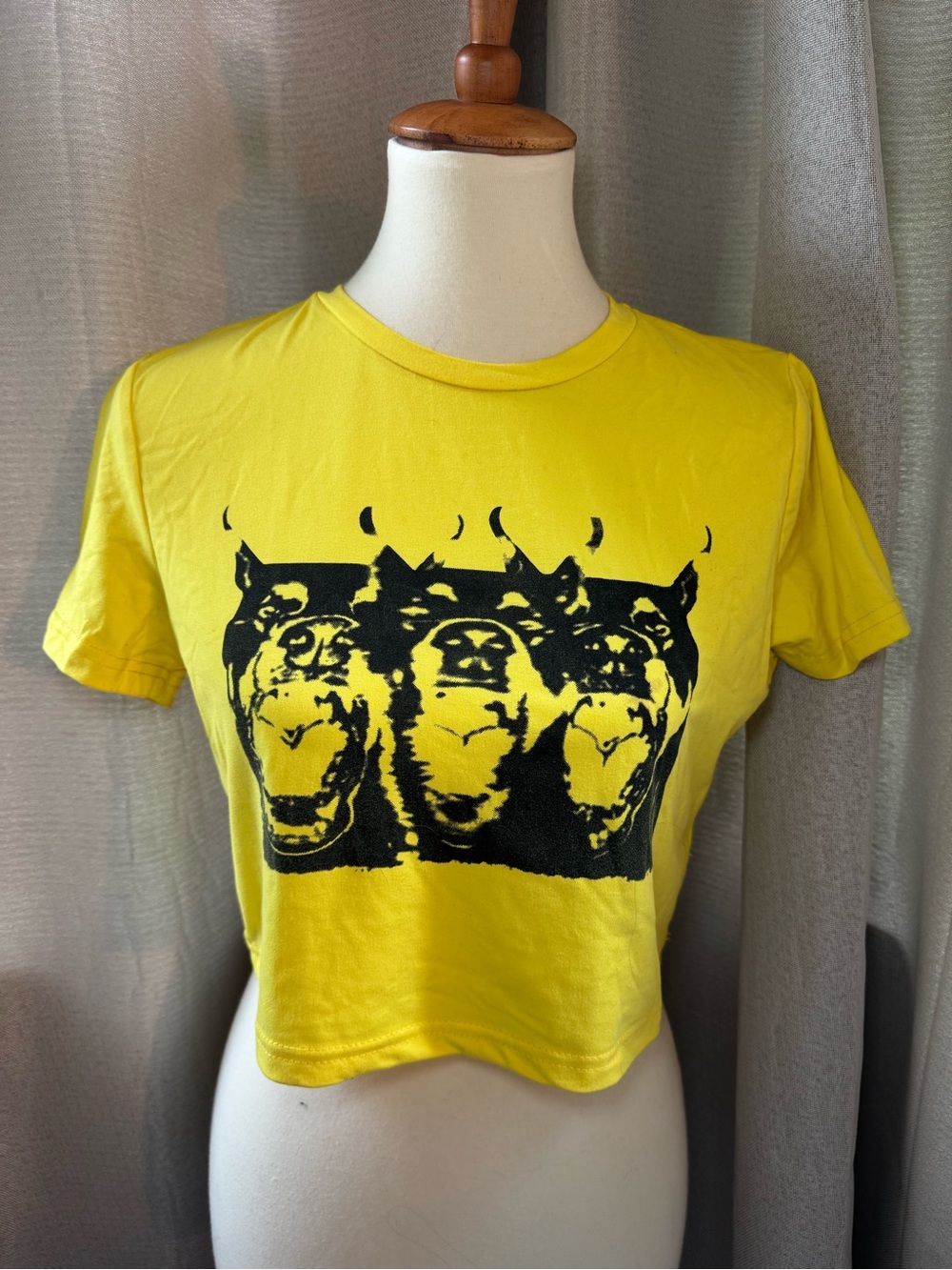Yellow Graphic Dogs Crop Tee